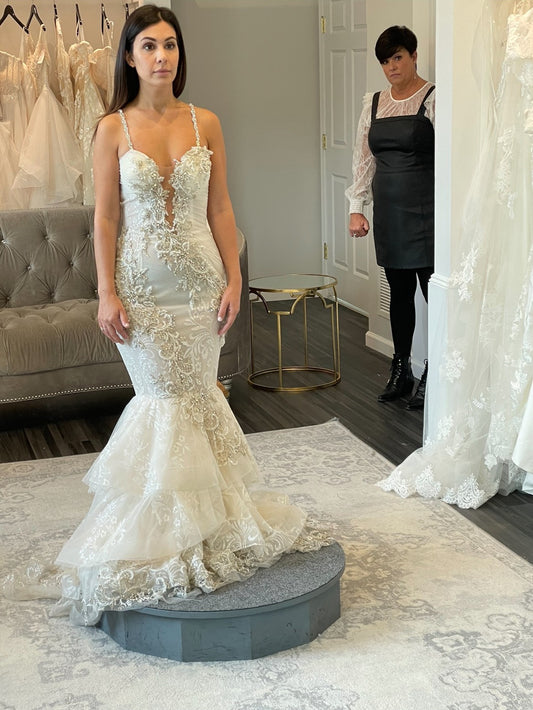 C2025-SY1001 - beaded fit-n-flare bling beaded wedding gown