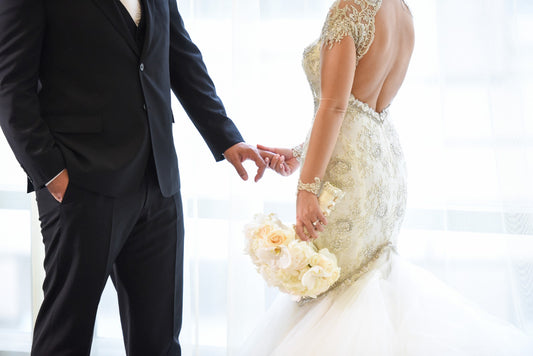 C2025-GL11 - fit-to-flare cap sleeve bling beaded wedding gown