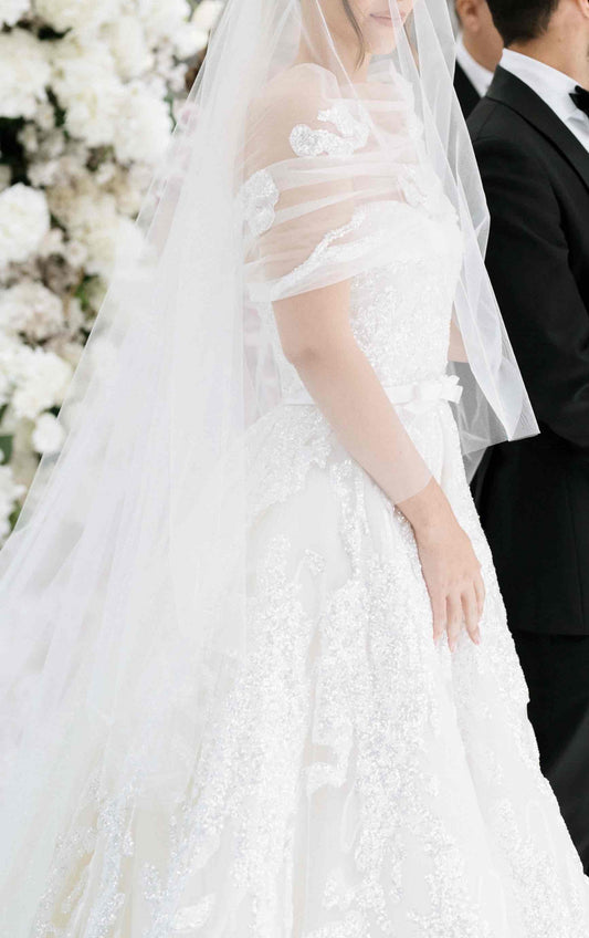 C2025-ES1725 - strapless beaded a-line wedding gown