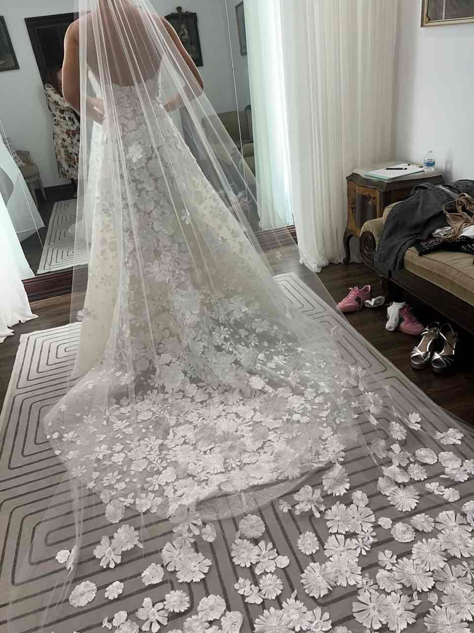 C2025-MZN4 - strapless a-line flower embellished wedding gown