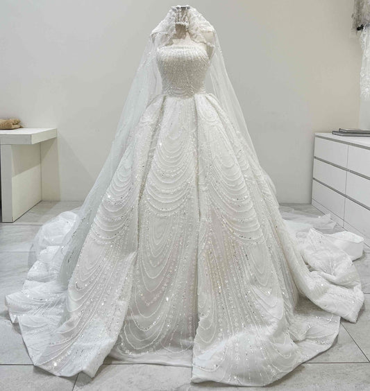 C2025-DH10 - strapless beaded ball gown wedding dress