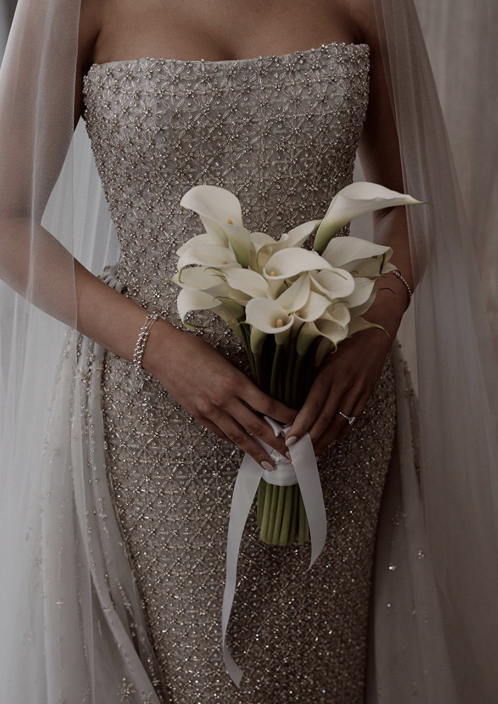 C2025-SB88 - bandeau strapless beaded wedding gown