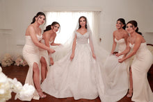 C2023-BG71K - vestido de novia con escote abierto y cuentas, vestido de novia con hombros descubiertos