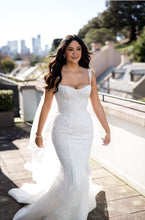 C2023-B330B - vestido de novia sin mangas, escote abierto y espalda descubierta