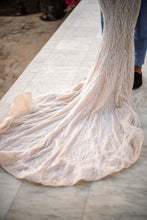 C2023-SS83D - spaghetti strap sweetheart beaded wedding gown with overskirt
