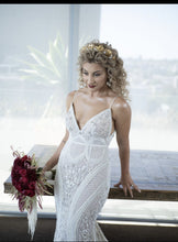 C2023-SSh41 - spaghetti strap beaded wedding gown with chapel train