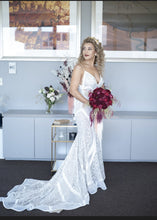C2023-SSh41 - spaghetti strap beaded wedding gown with chapel train