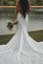 C2023-SS665 - sexy sheer strapless embellished lace fit-to-flare wedding gown