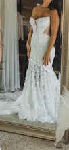 C2023-SS665 - sexy sheer strapless embellished lace fit-to-flare wedding gown
