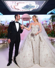 C2023-DBG593 - Vestido de novia sin tirantes con escote en forma de corazón y falda desmontable