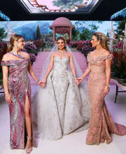 C2023-DBG593 - Vestido de novia sin tirantes con escote en forma de corazón y falda desmontable