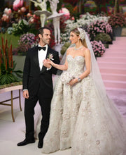 C2023-DBG593 - Vestido de novia sin tirantes con escote en forma de corazón y falda desmontable