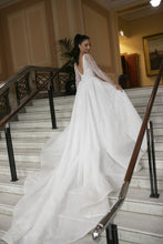 C2023-BVc - vestido de novia sexy de manga larga con cuello en V y pedrería