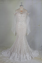 C2023-Hafizi - Vestido de novia de manga larga tipo obispo con hombros descubiertos