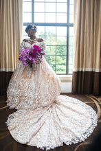 C2023-OSL668 - vestido de novia de encaje de talla grande con hombros descubiertos y manga larga