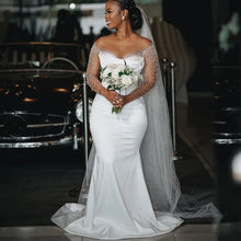 C2023-SLS751 - sheer swarovski crystal beaded long sleeve off the shoulder wedding gown