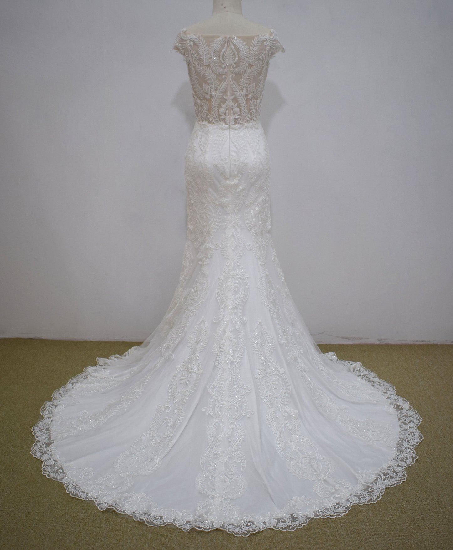 Style MA21013 - Cap sleeve embroidered wedding gown