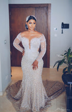 C2022-BB28x - Robe de mariée en perles de cristal Swarovski avec manches longues élégantes