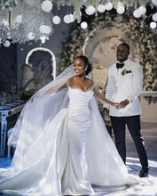 C2023-SLS751 - sheer swarovski crystal beaded long sleeve off the shoulder wedding gown