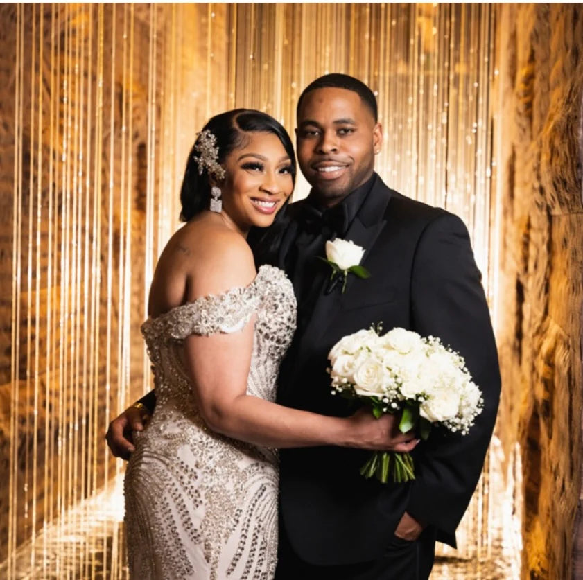 C2023-SC602 - off the shoulder swarovski crystal beaded fit-to-flare wedding gown