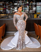 C2023-SLL331 - sheer illusion neck line long sleeve wedding dress with cathedral train