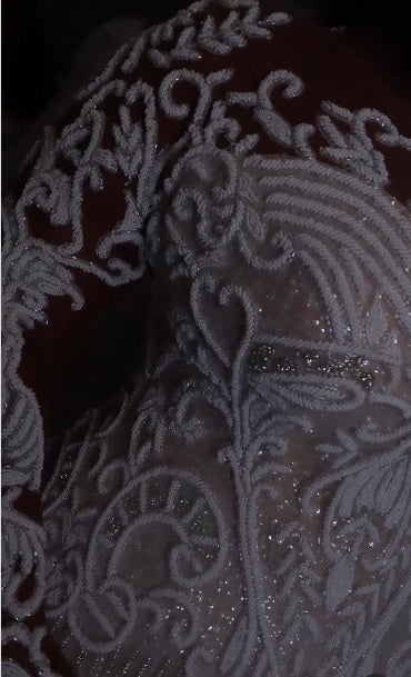 C2025-NLSPS - beaded long sleeve plus size wedding gown