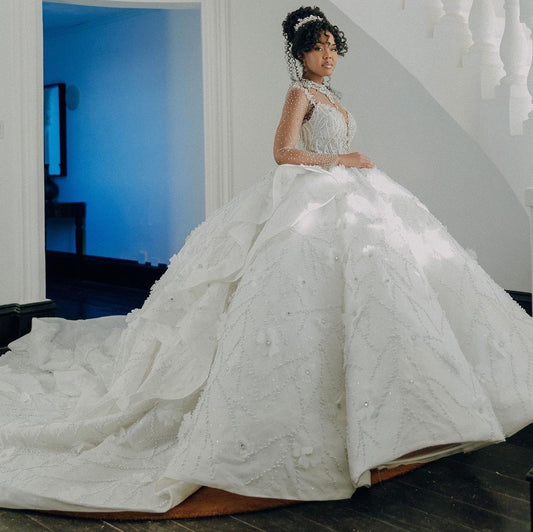 C2025-EA2940 - crystal bling collar ball gown wedding dress