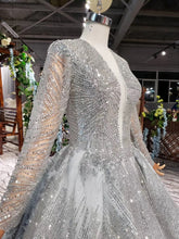 Estilo 0720-104 - Vestido de fiesta formal de manga larga con cuentas de cristal