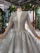 Estilo 0720-104 - Vestido de fiesta formal de manga larga con cuentas de cristal