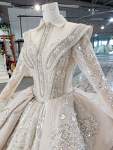 Style 80921 - Long sleeve wedding gown with collar