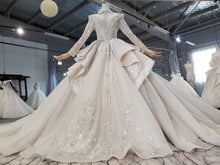 Style 80921 - Long sleeve wedding gown with collar
