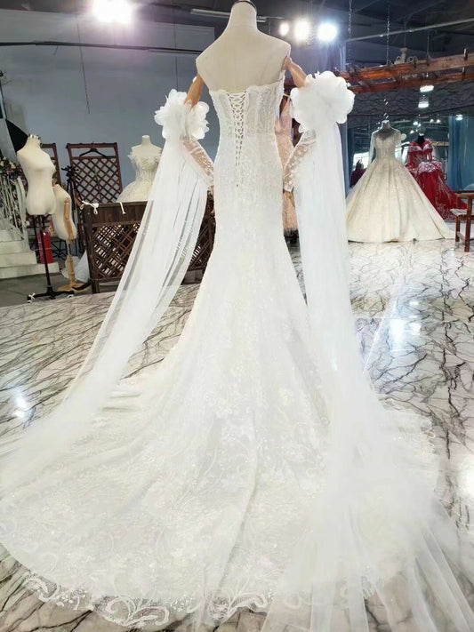 Estilo 0809-4 Vestido de novia halter con mangas