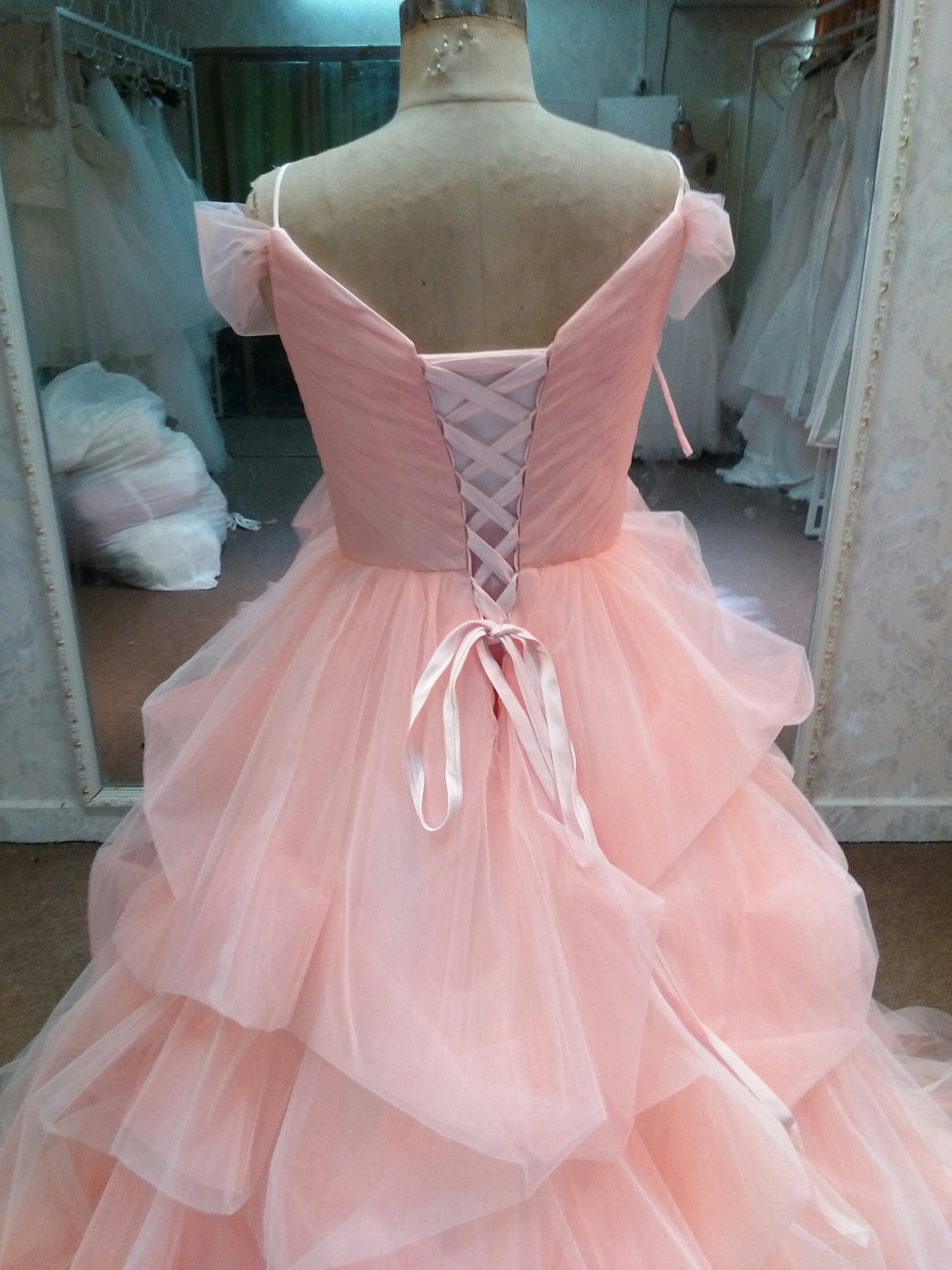 Robe de mariée robe de bal grande taille rose pastel par Darius