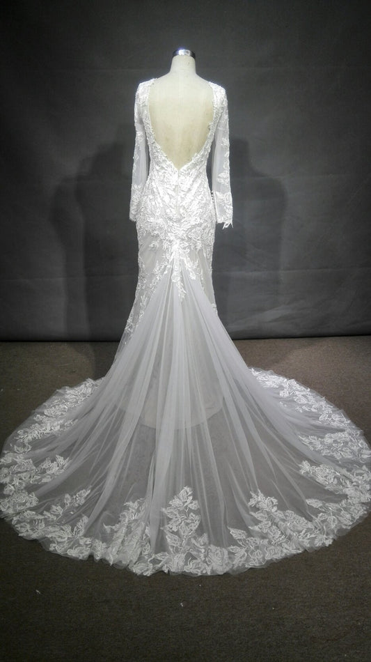 Style #C2017-Vidal: Berta inspired custom long sleeve wedding dress