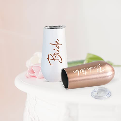 Ugiftcorner Bride Tribe Gifts Lot de 8 flûtes à champagne Bride Tribe pour demoiselles d'honneur, équipe de mariée, cadeaux de fête prénuptiale, mariage, enterrement de vie de jeune fille, verres à vin, tasses 170 ml