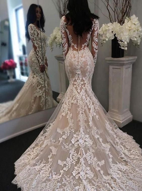 sheer lace back wedding dress Pretty sheer lace back wedding gowns – Darius Couture
