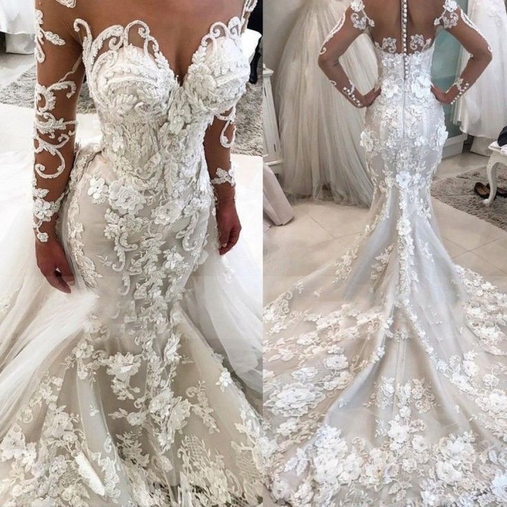 C2020-LS889 - robe de mariée transparente à manches longues