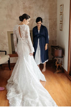 C2023-LSL225 vestido de novia de encaje con cuello en V y manga larga