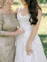 C2023-SAL12a - designer a-line beaded lace wedding gown with straps