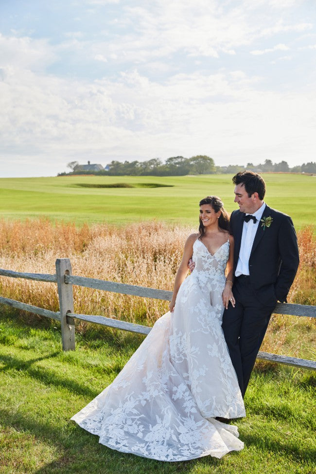 C2023-AL091 - bonito vestido de novia de encaje con tirantes finos