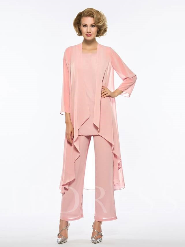 C2018-CBR - plus size formal mother of the bride pant suit with 3/4 length sleeves