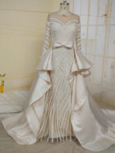 C2021-Jumoke - Vestido de novia elegante con escote ilusión y manga larga