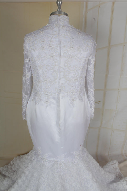 C2021-CGreen - Long sleeve plus size wedding gown