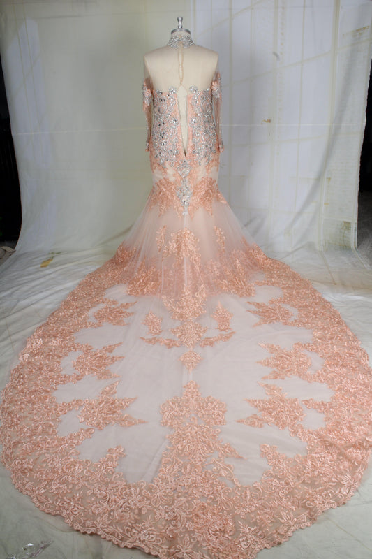 C2021-DionysiaRS Robe de mariée pastel à manches longues grande taille