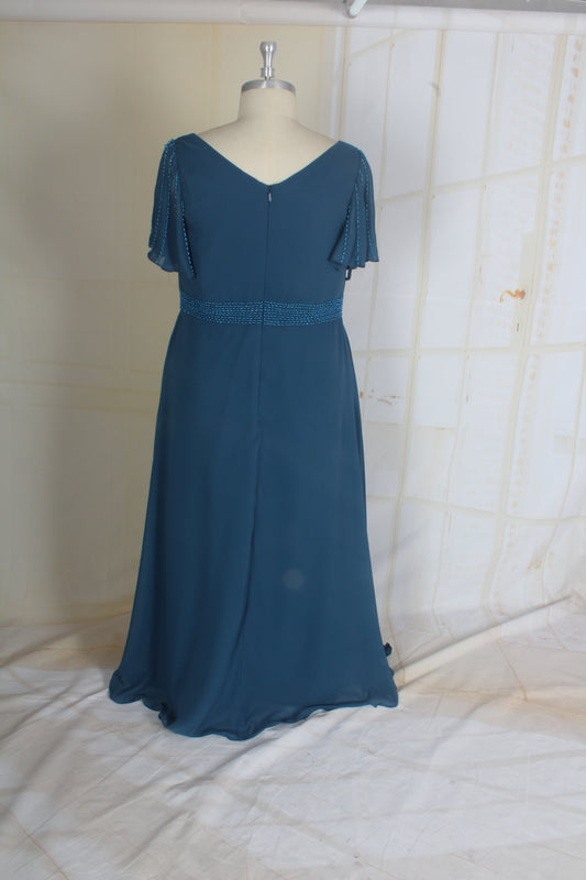 Estilo C2021-JHarris - Vestido de noche de talla grande y manga corta