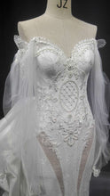 Style LK1205 - couture long sheer sleeve wedding dress inspired by the Thelma Design
