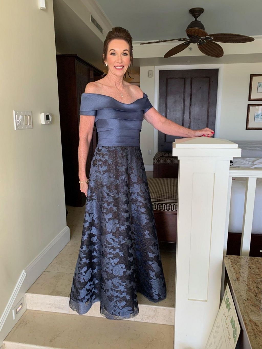 C2022-Mos98 - Vestido de fiesta formal para madre de la novia con hombros descubiertos