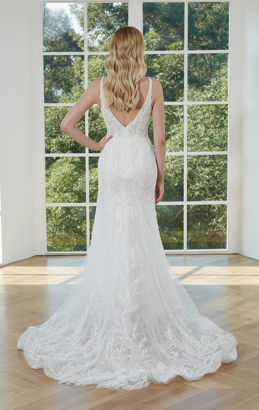 Style wt417 - robe de mariée brodée sans manches à col ouvert