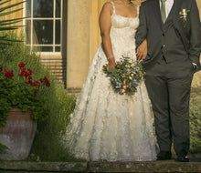 C2023-PSA441 - plus size a-line wedding gown with 3D flower embellishments and lace straps