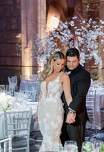 C2023-SBL118 - backless fit-and-flare beaded lace wedding gown